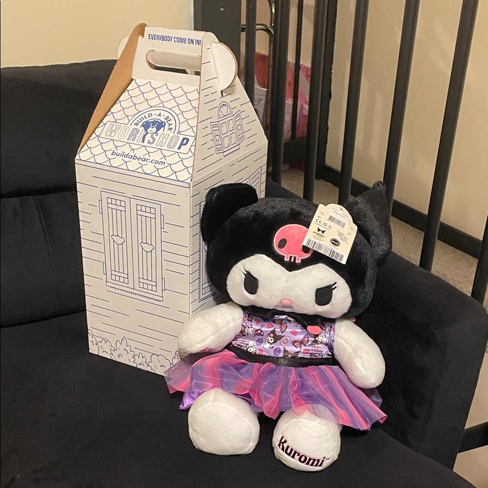 Hello Kitty Build-A-Bear Kuromi Plush - Black, Pink, and White